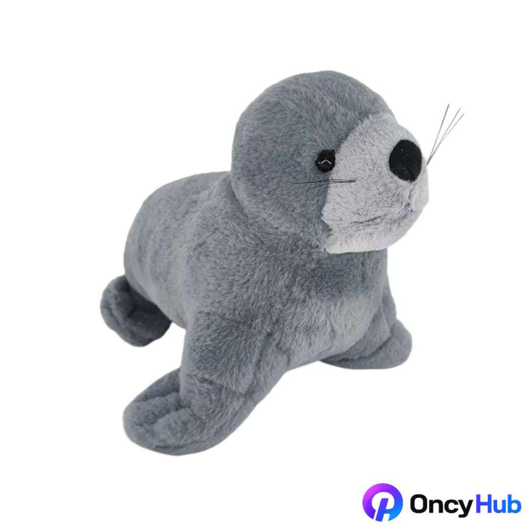 Foca de Pelúcia Realista Cinza 26cm Fofy Toys com Enchimento Macio