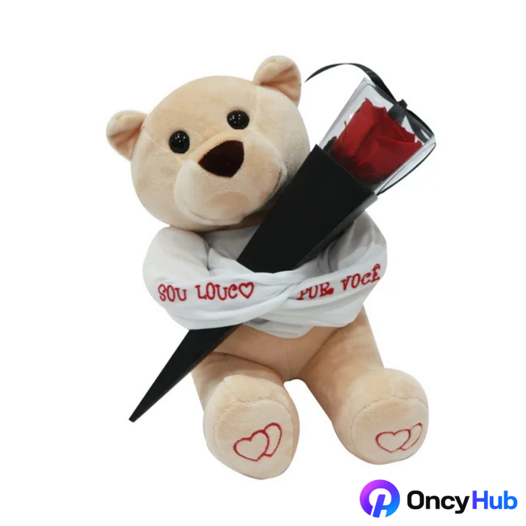 Urso Louco e Cone Preto de Rosa Encantada Vermelha